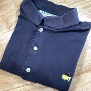 Augusta National Golf Shop mens large Masters Polo Black Blue Cotton
